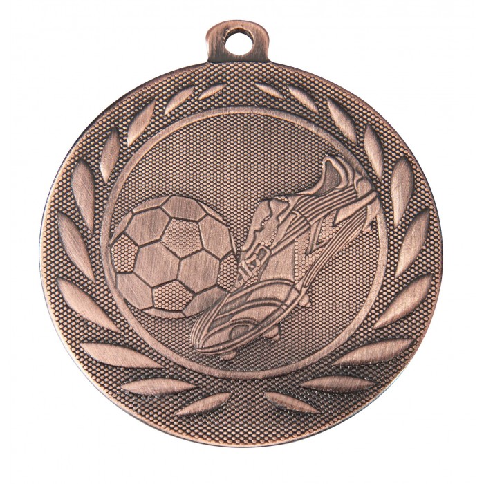 BRONZE FOOTBALL - BOOT & BALL 50MM MEDAL ***SPECIAL OFFER 50% OFF RIBBON PRICE***